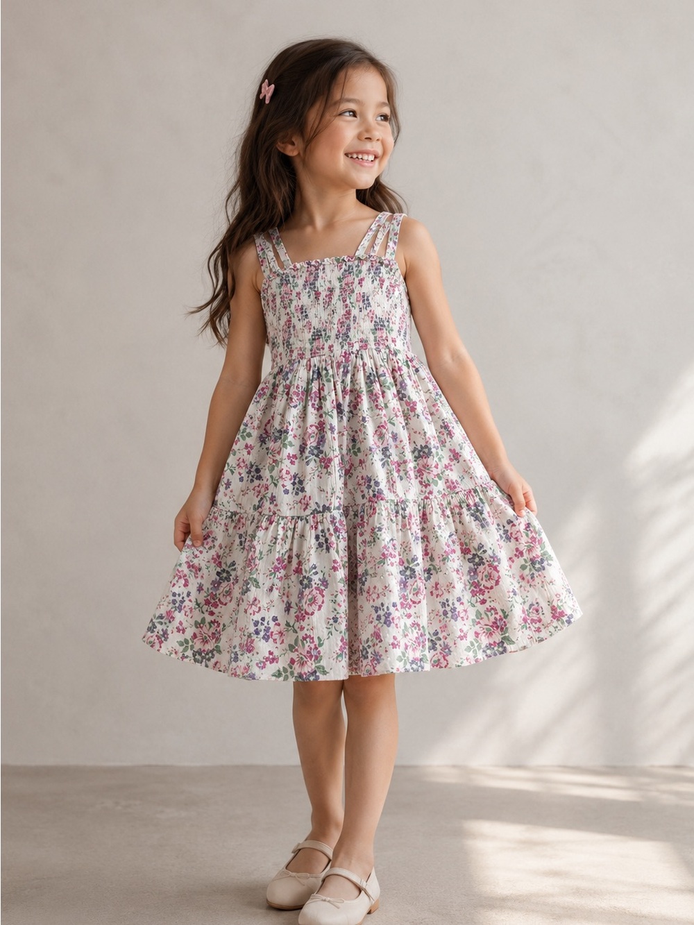 Tommy Bahama Tiered Dress Cotton Floral Smocked 4T Sundress